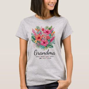 Camiseta Presente Personalizado de Flores para Avó com Nome