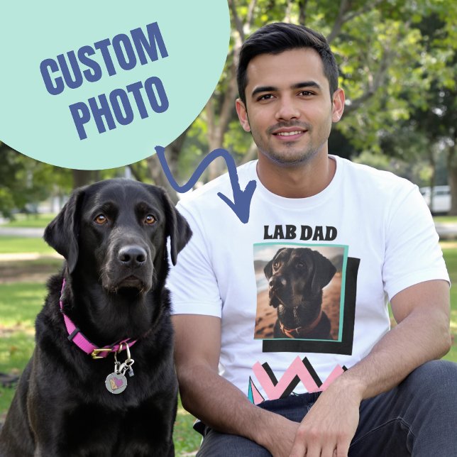 Camiseta Presente personalizado de fotos de cães de laborat (Lab Dad Custom Dog Photo Gift for Labrador Owner T-Shirt)