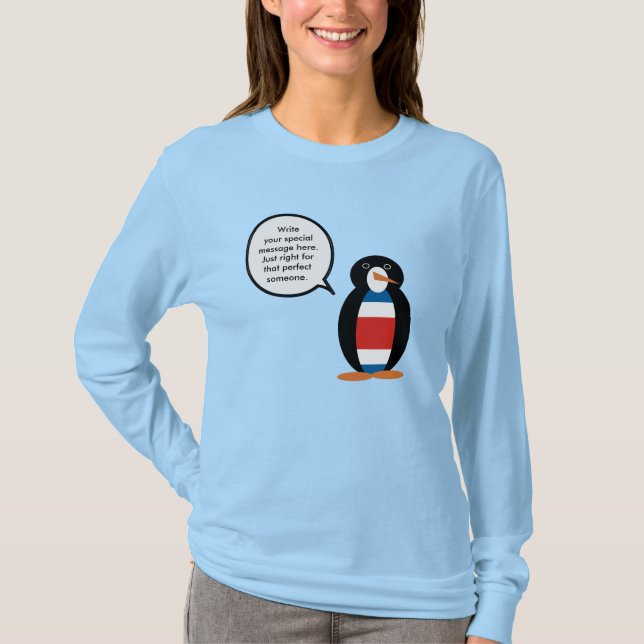 Camiseta Presente Personalizado de Pinguim da Bandeira da C (Frente)