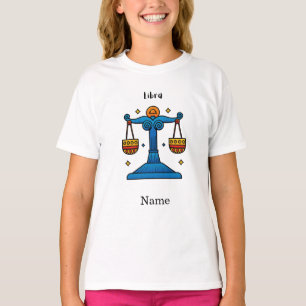 Camiseta Presente Personalizado Libra Zodíaco Retro Pop Art