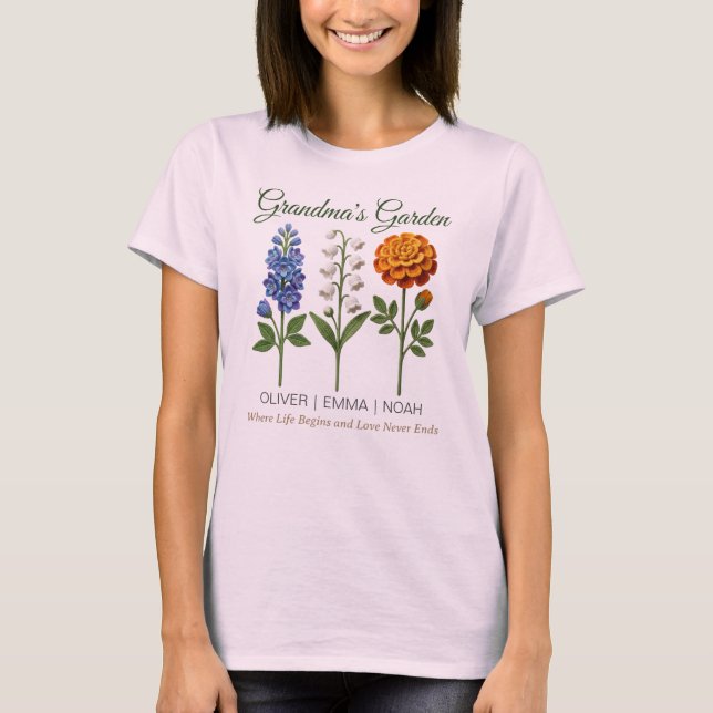 Camiseta Presente Personalizado para Avó Crochê Flores de N (Frente)
