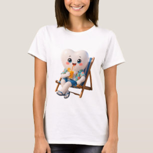 Camiseta Presente Relaxante de Dente de Desenho Animado Fof
