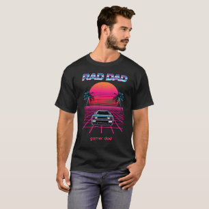 Camiseta Presente Retro 80s Rad Pai Synthwave Car Neon Grid