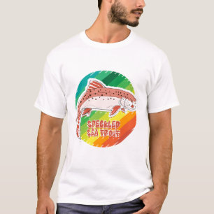 Camiseta Presente Retro de Pesca de Truta Marinha Manchada