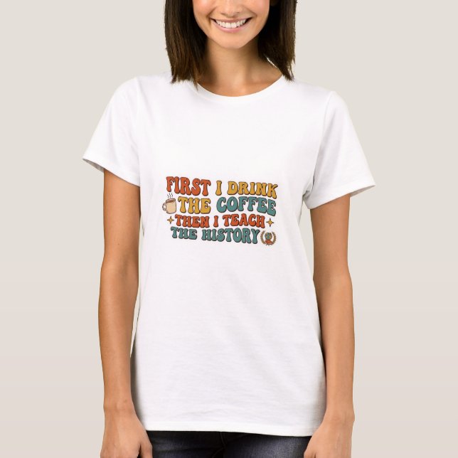 Camiseta Presente retrô groovy para professores de história (Frente)