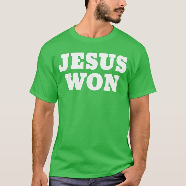 Camiseta Presente retrô Jesus Venceu (Frente)