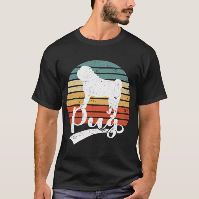 Camiseta Presente Retro para Amantes de Cães Pug (Frente)