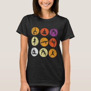 Camiseta Presente Retro Vintage Amante de Yoga Com Poses de