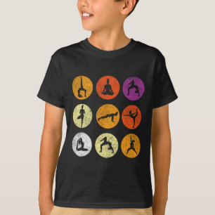 Camiseta Presente Retro Vintage Amante de Yoga Com Poses de