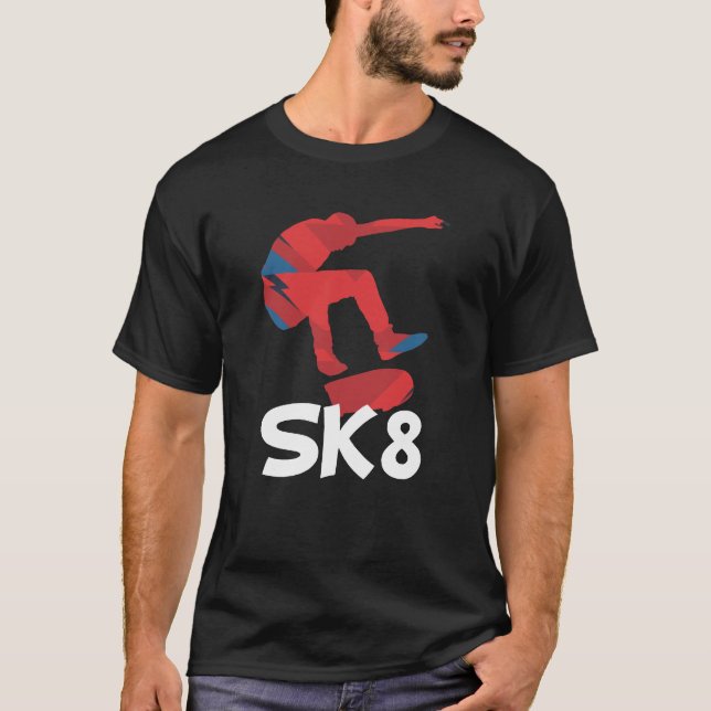 Camiseta Presente Skateboarding do patinador do skate Sk8 (Frente)