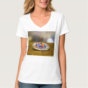 Camiseta Presente SlipperyJoe Hanukkah dreidel base octogon