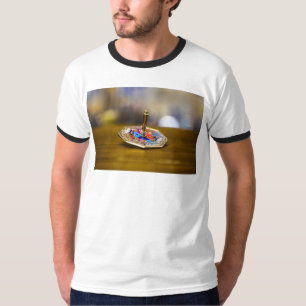 Camiseta Presente SlipperyJoe Hanukkah dreidel base octogon