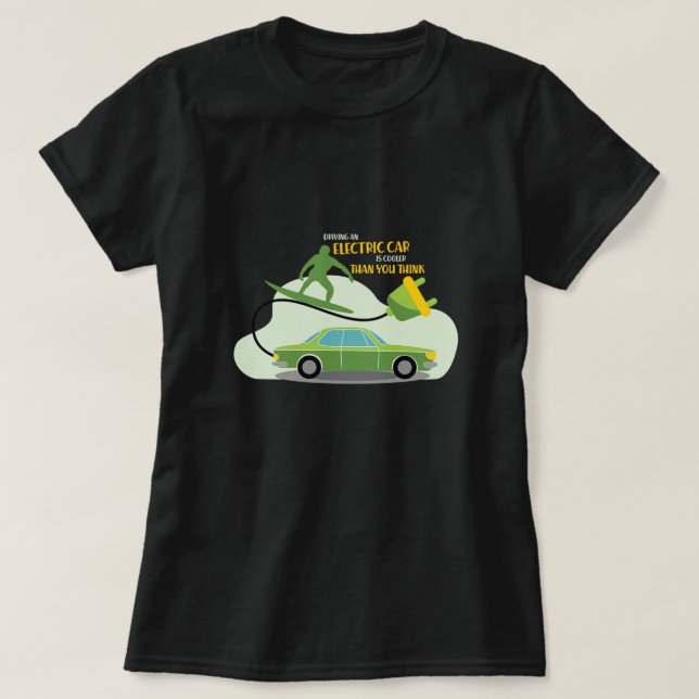 Camiseta Presente Verde para Automóveis Elétricos (Frente do Design)
