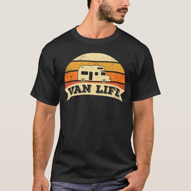 Camiseta Presente Vida em Van RV Camping Camper Caravana Mo (Frente)