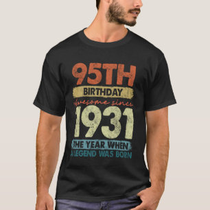 Camiseta Presentes 95 Anos de Idade Vintage 1931 Edição Lim