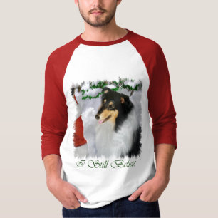 Camiseta Presentes ásperos do Natal do Collie da Tri Cor