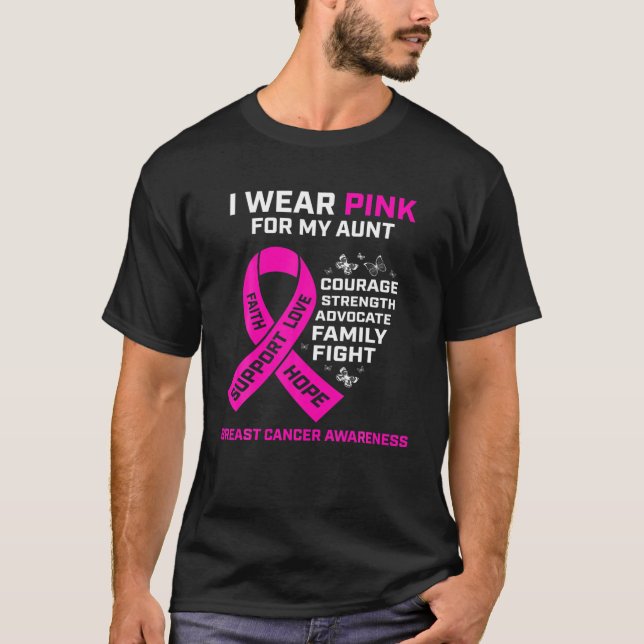 Camiseta Presentes Bonitos Eu Visto Rosa Para Minha Tia Can (Frente)