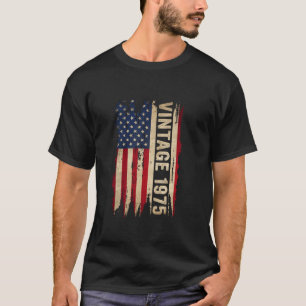 Camiseta Presentes com 50 anos Vintage 1975 Bandeira Americ