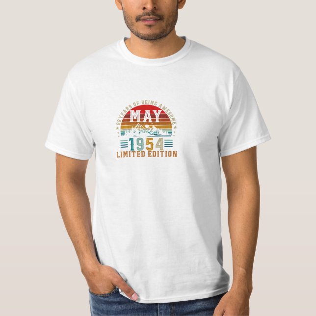 Camiseta Presentes com 69 anos Maio 1954 Limitado (Frente)