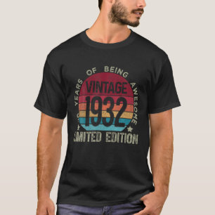 Camiseta Presentes com 90 anos Vintage 1932 Limited Edition