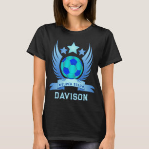 Camiseta Presentes com Emblema de Futebol Neon Azul para Mu