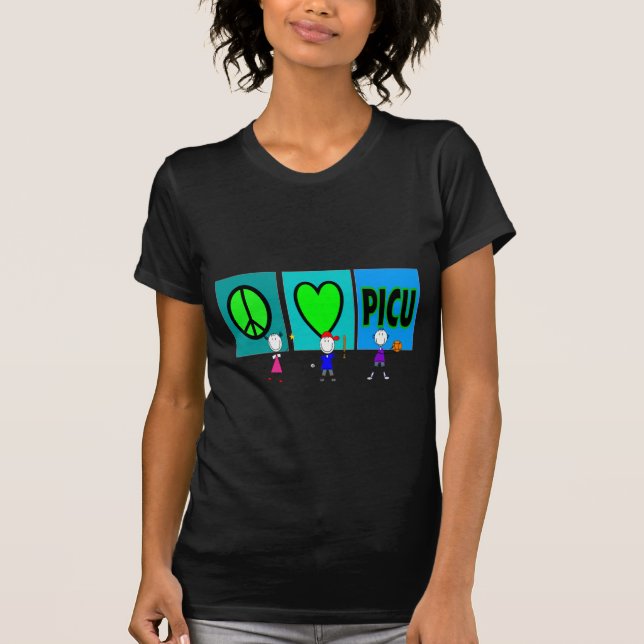 Camiseta Presentes da "amor PICU da enfermeira de PICU paz (Frente)