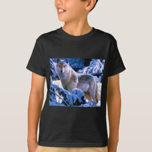 Camiseta Presentes da arte do lobo de madeira