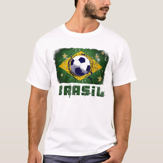 Camiseta Presentes da bandeira do futebol de Brasil do (Frente)