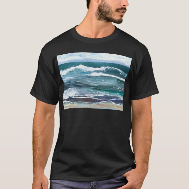 Camiseta Presentes da praia das ondas do mar do grilo - (Frente)