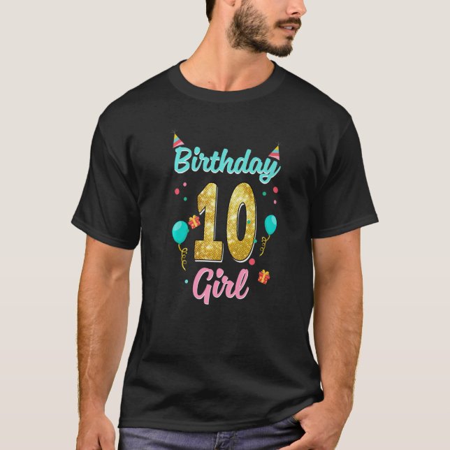 Camiseta Presentes de 10 anos Feliz 10º aniversário Menina  (Frente)