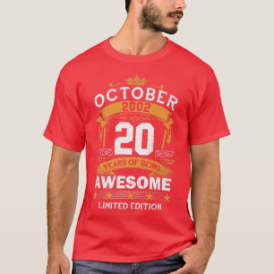 Camiseta Presentes de 20 anos outubro de 2002 20 de Vintage