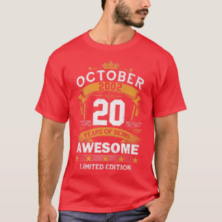 Camiseta Presentes de 20 anos outubro de 2002 20 de Vintage
