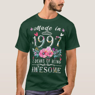 Camiseta Presentes de 25 anos para mulheres, feitos em 1997