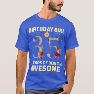 Camiseta Presentes De 35 Anos Para Mulheres Floral De 35 An