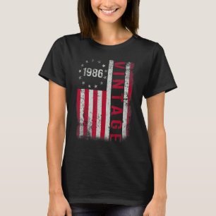Camiseta Presentes de 37 anos Vintage 1986 Bandeira America