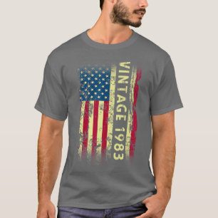 Camiseta Presentes de 39 anos Vintage 1983 Bandeira America