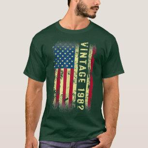 Camiseta Presentes de 40 anos Vintage 1982 Bandeira America