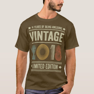 Camiseta Presentes de 4 anos Vintage 2018 Limited Edition 4