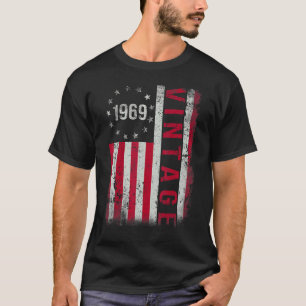 Camiseta Presentes de 54 anos Vintage 1969 Bandeira America