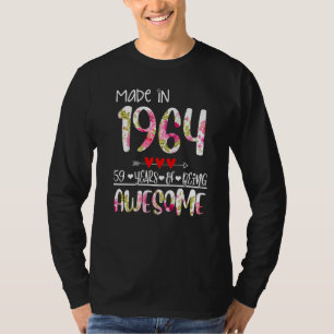 Camiseta Presentes de 59 anos para mulheres, Floral Made em