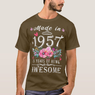Camiseta Presentes de 65 anos para mulheres, feitos em 1957