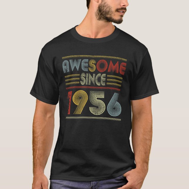 Camiseta Presentes De 66 Anos Incríveis Desde 1956 Retro 66 (Frente)