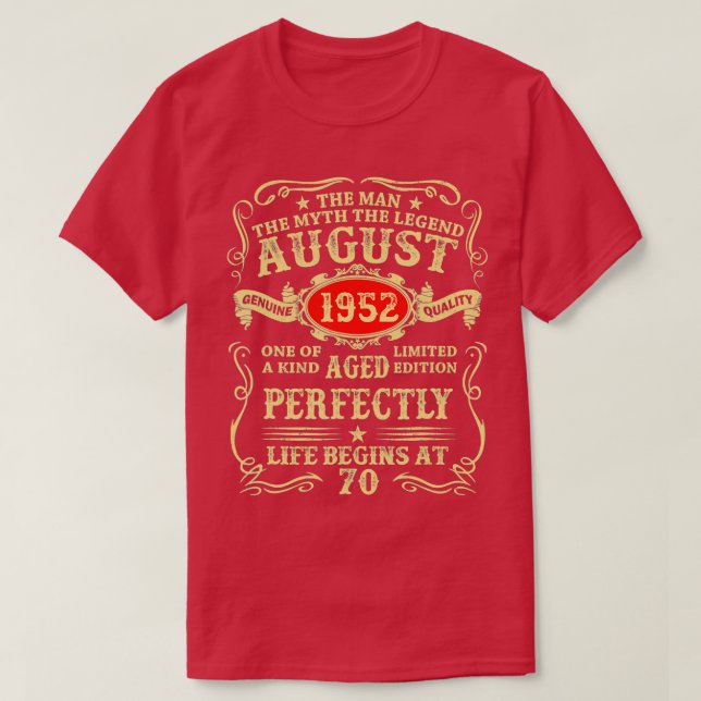 Camiseta Presentes de 70 anos setembro de 1952 (Frente do Design)