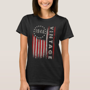 Camiseta Presentes de 77 anos Vintage 1946 Bandeira America