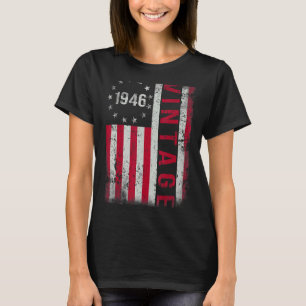 Camiseta Presentes de 77 anos Vintage 1946 Bandeira America