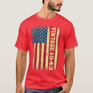 Camiseta Presentes de 79 anos Vintage 1943 Bandeira America