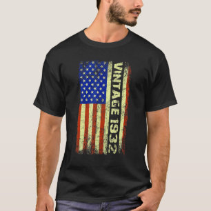 Camiseta Presentes De 91 Anos Vintage 1932 Bandeira America