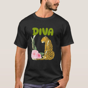 Camiseta Presentes de Animais Gatos Leopardos Panteras DIVA