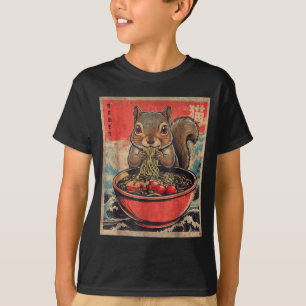 Camiseta Presentes de Anime de Esquilo Kawaii Japonês Comen