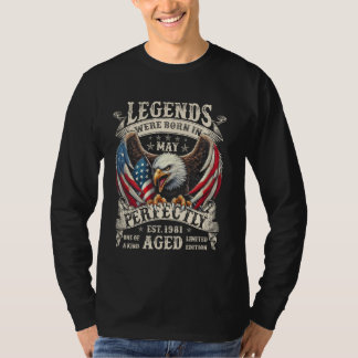 Camiseta Presentes de Aniversário de 44 Anos Retro de Maio